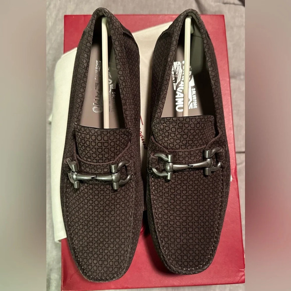 NIB Salvatore Ferragamo Gancini Bit Parigi Grey Loafers Drivers Moccasin 6.5 - Picture 8 of 9